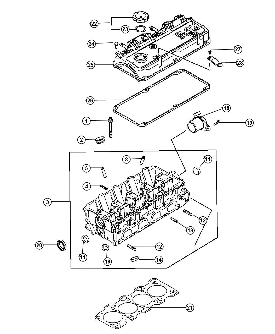 Cylinder Head 2.4L MMC I-4. Diagram