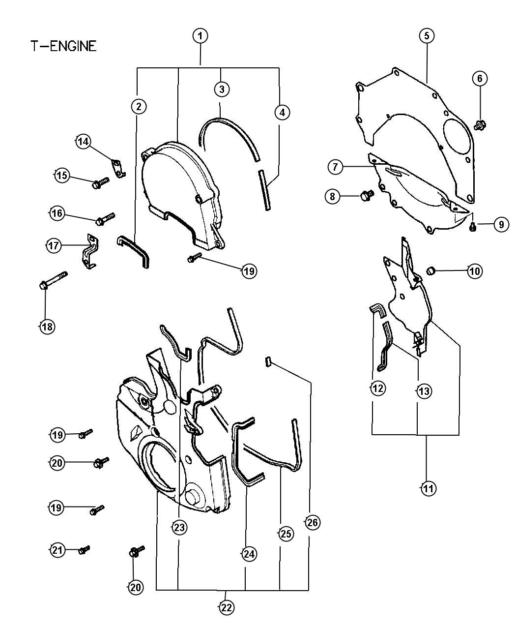 Timing Belt Cover 2.4L MMC I-4. Diagram