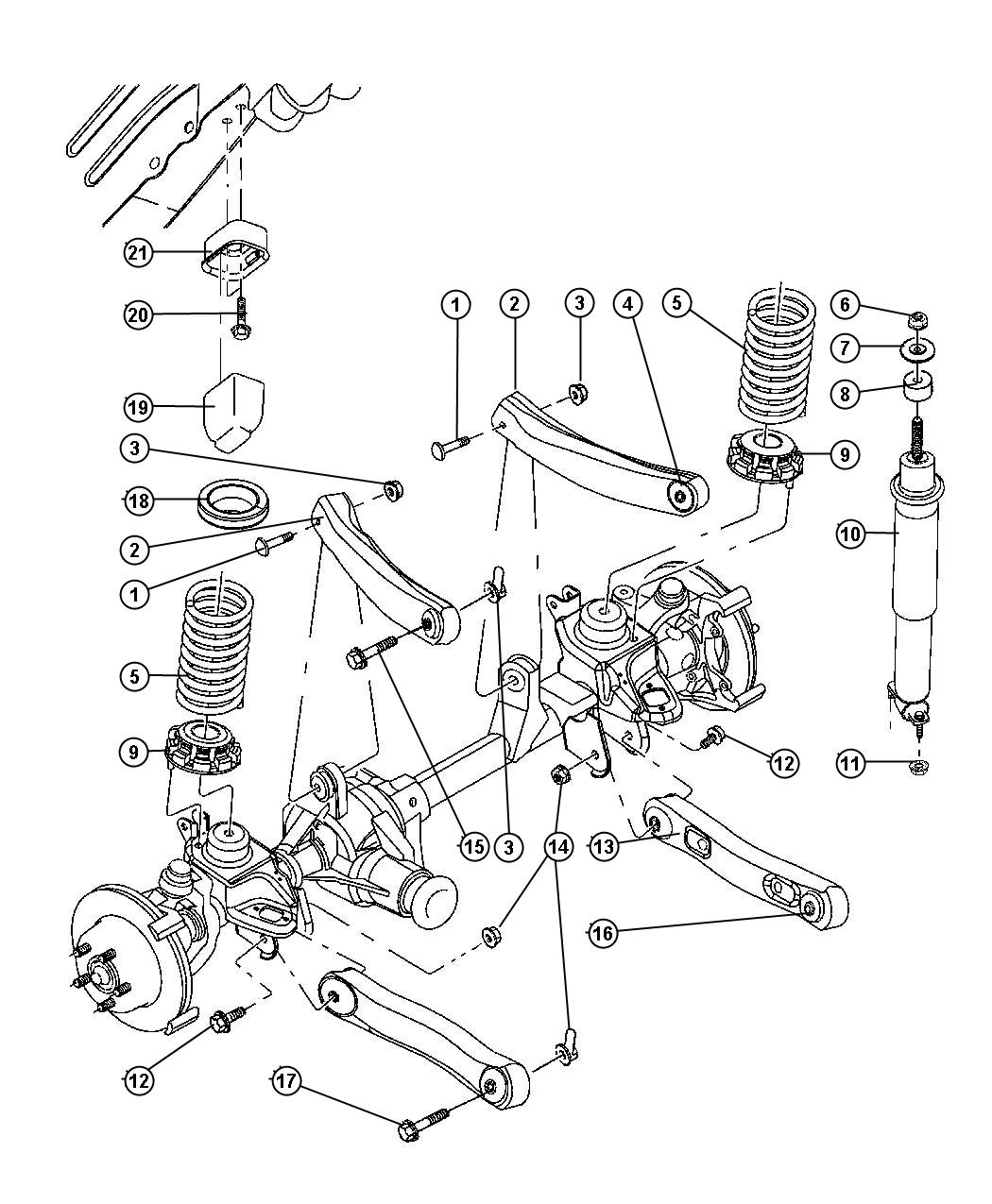 Suspension,Front Springs with Control Arms and Shocks. Diagram