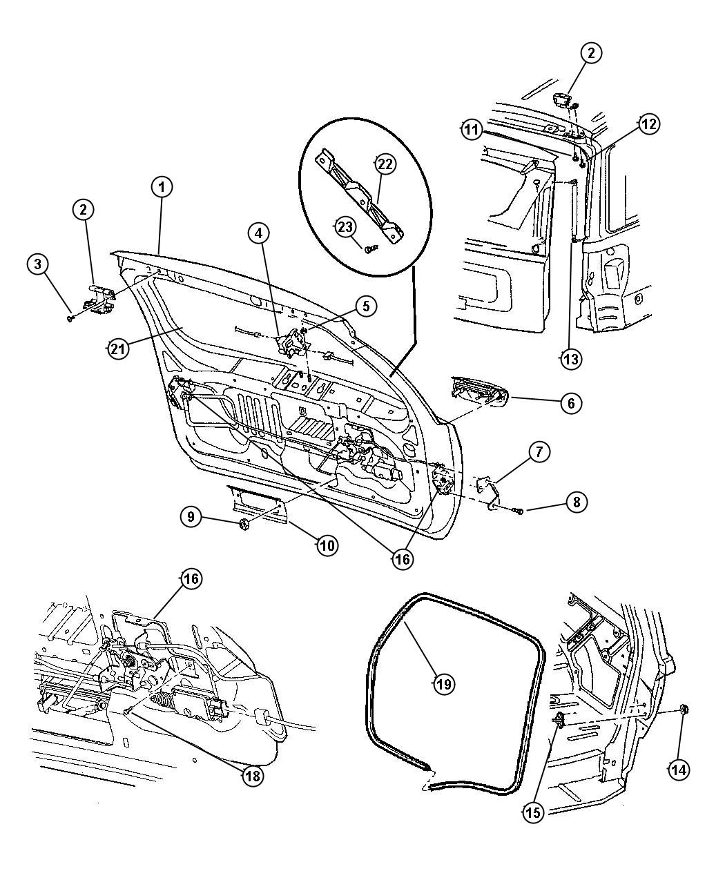 Diagram Liftgate,Latch and Hinges. for your Jeep