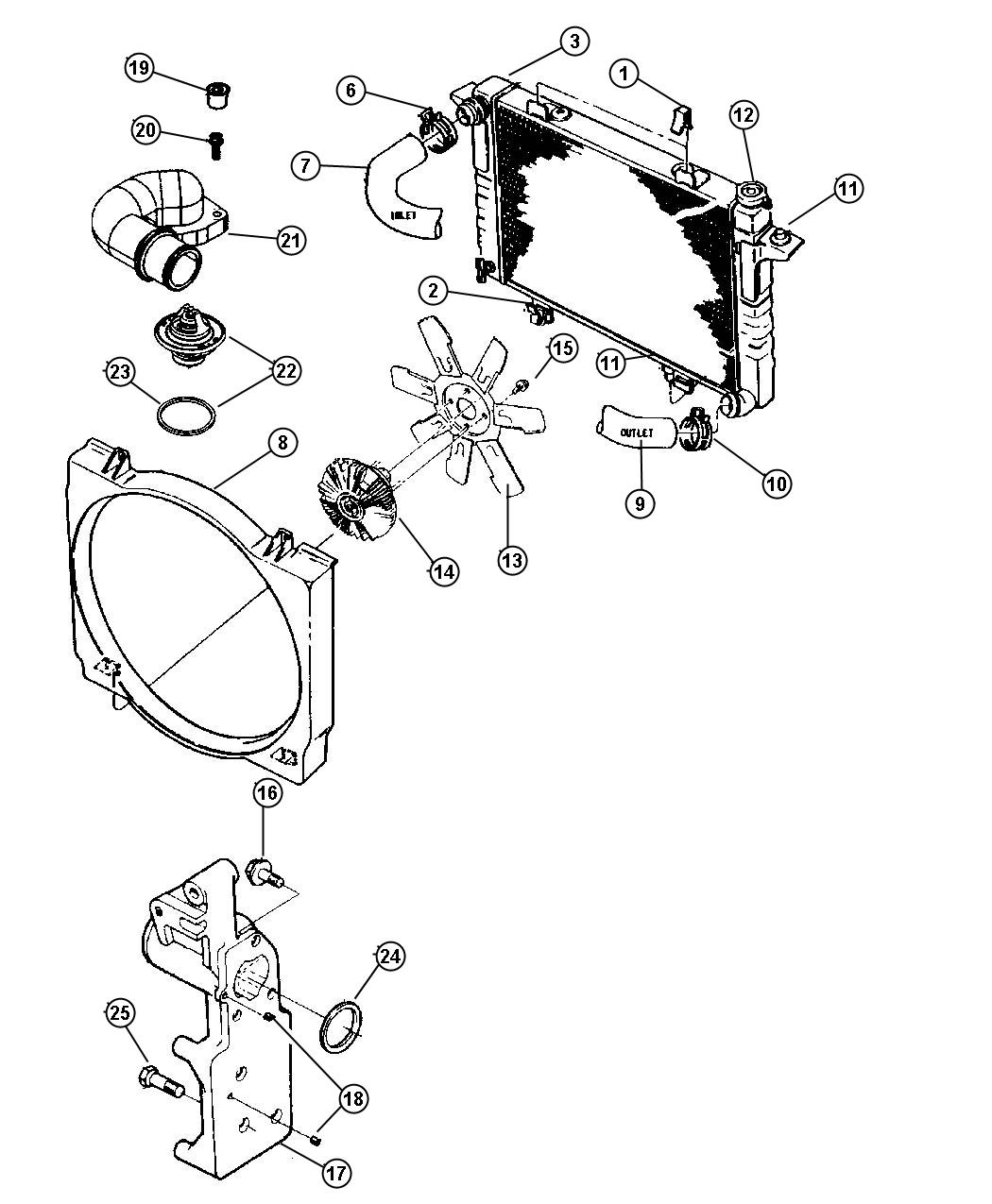 Diagram Radiator and Related Parts 5.9L Diesel. for your 1999 Chrysler 300  M 