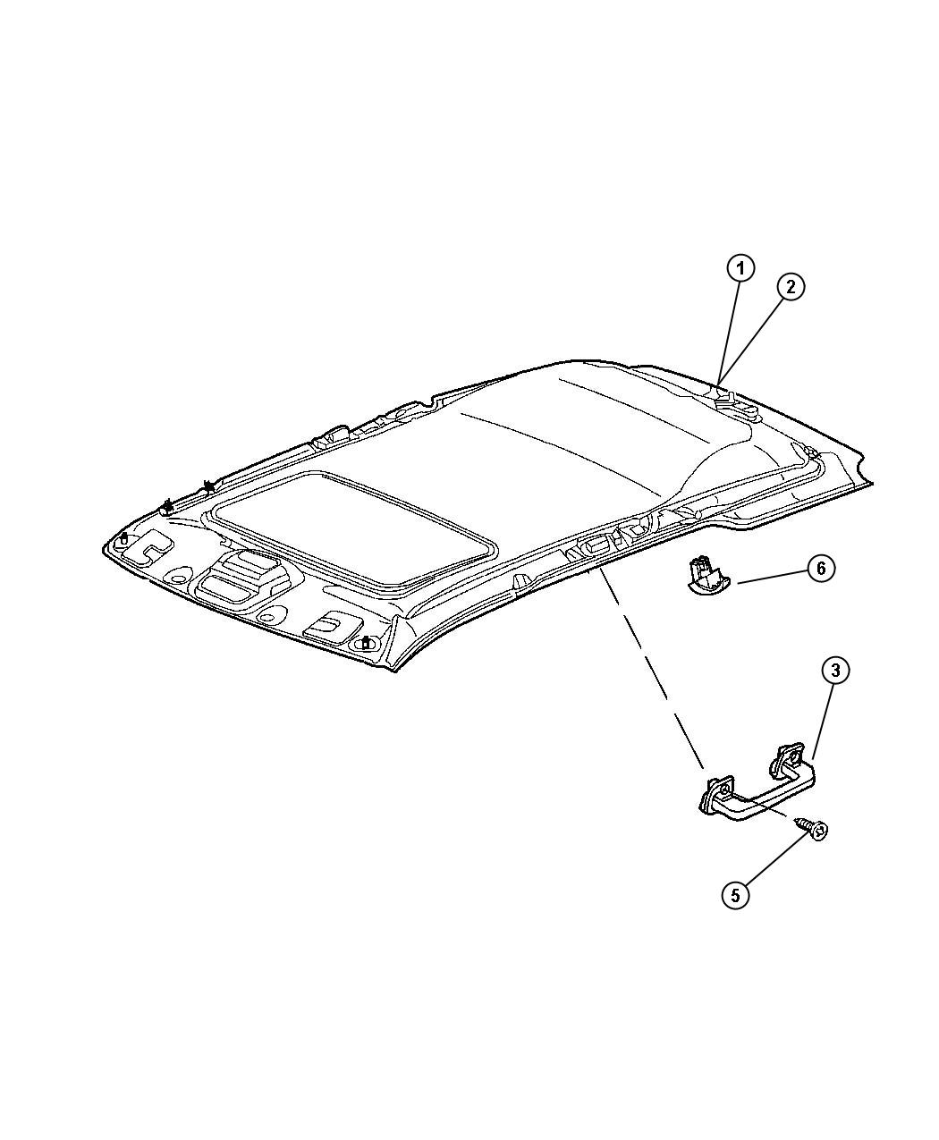 Headliner and Assist Handle. Diagram