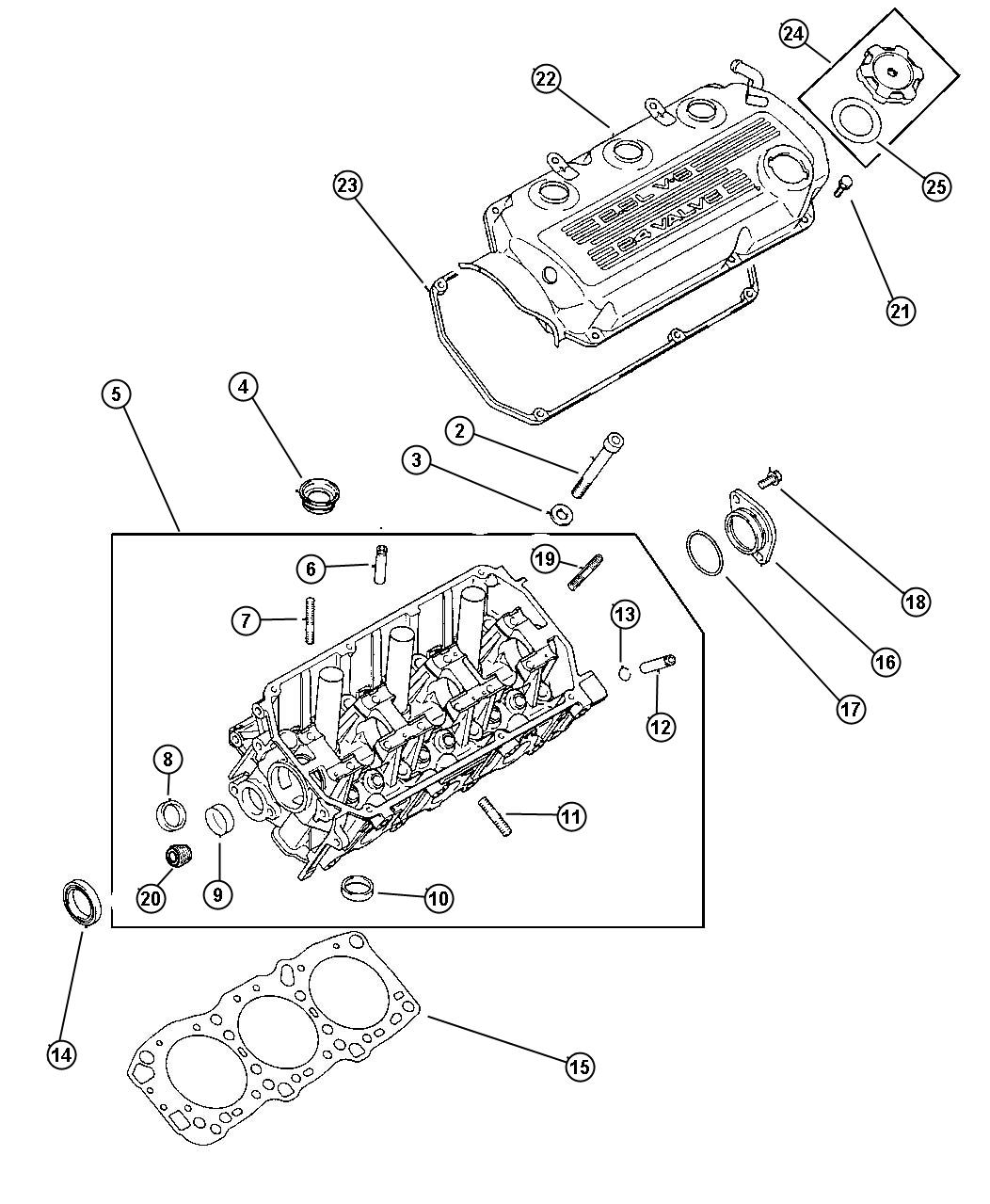 Diagram Cylinder Head 2.5L V-6 SOHC (EEB). for your Dodge