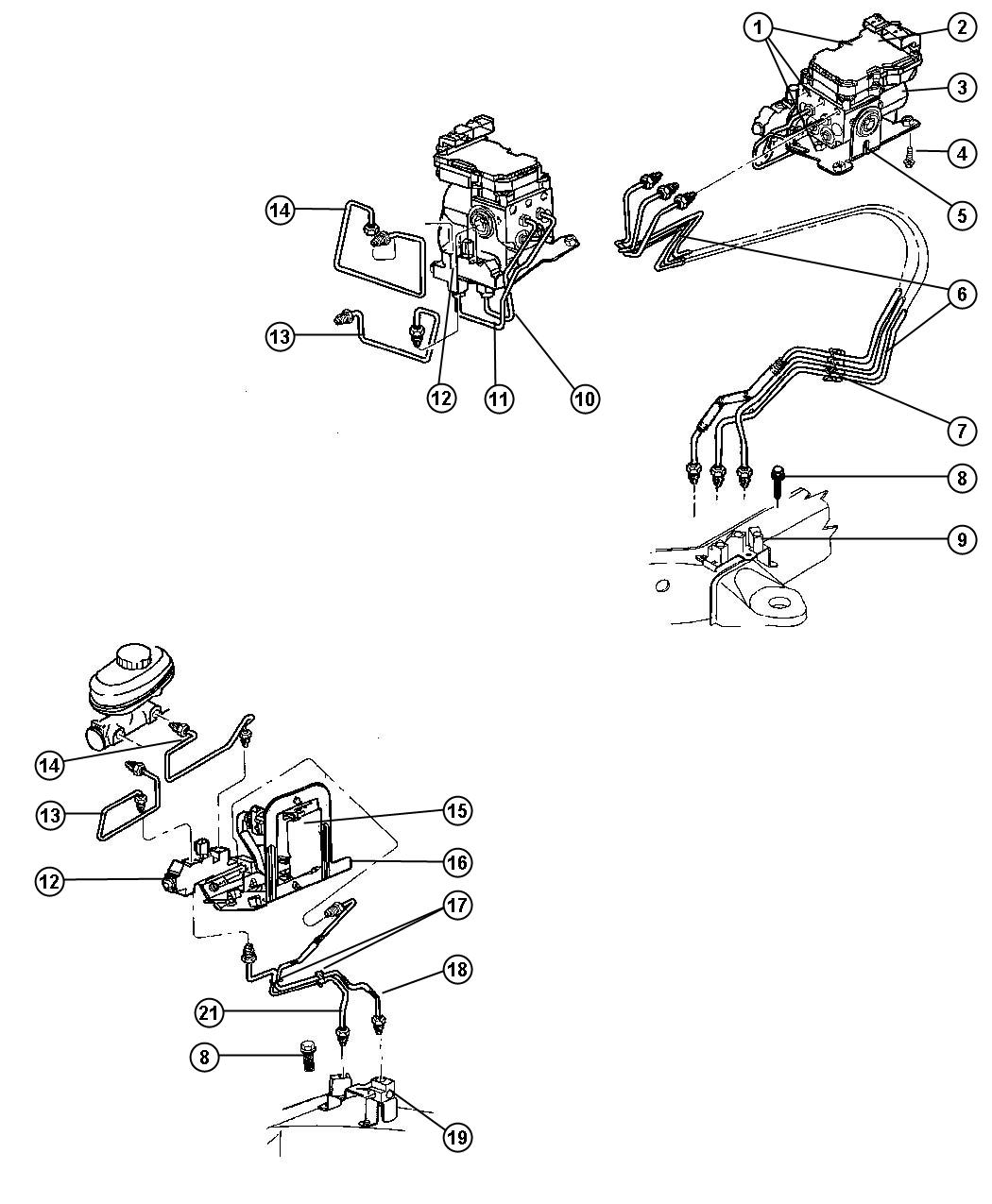 Diagram Lines,Brake,From EHCU or RWAL II to Frame-AN 1,AN 5. for your Dodge Dakota  