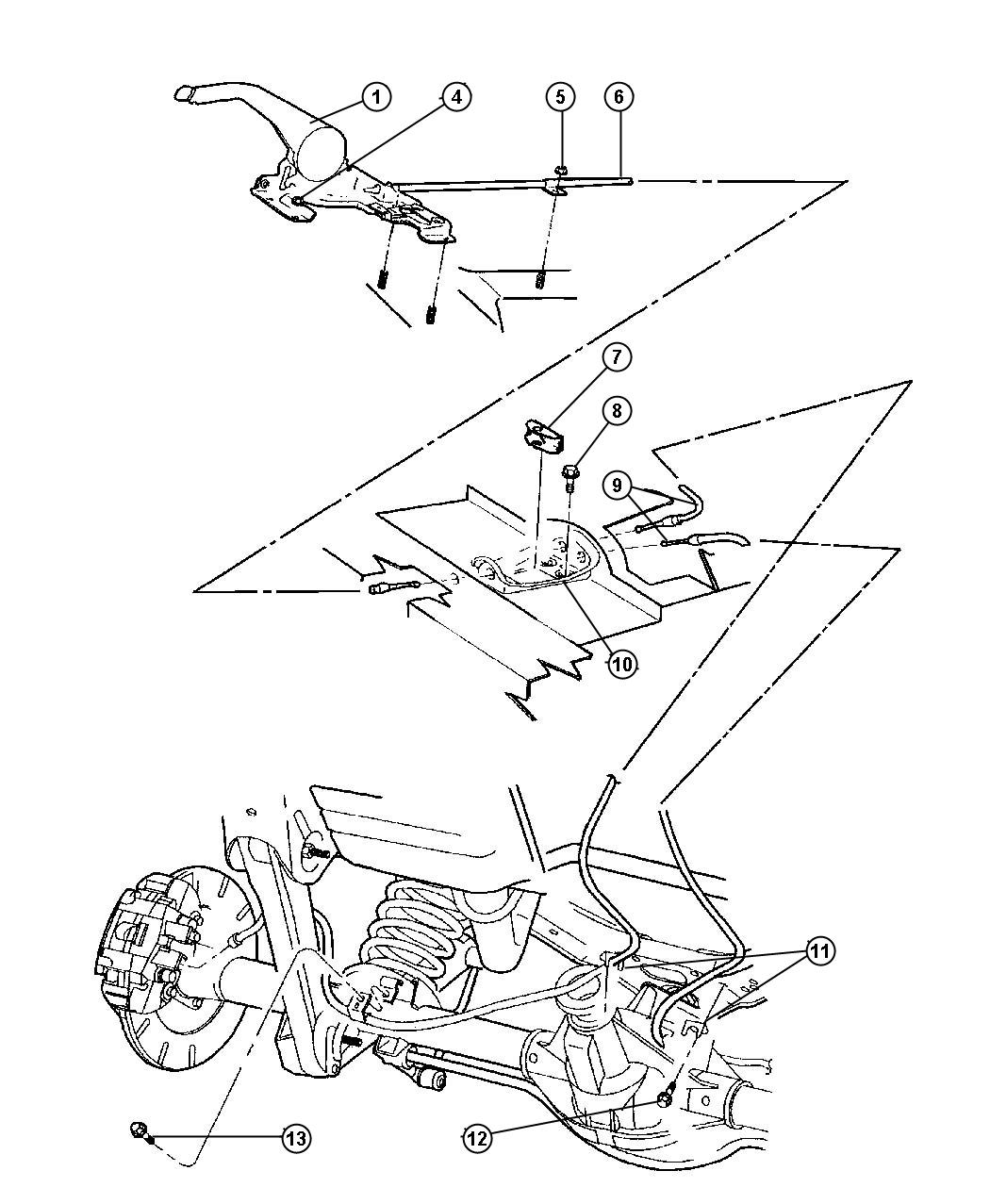 Diagram Lever And Cable - Parking Brake. for your Jeep