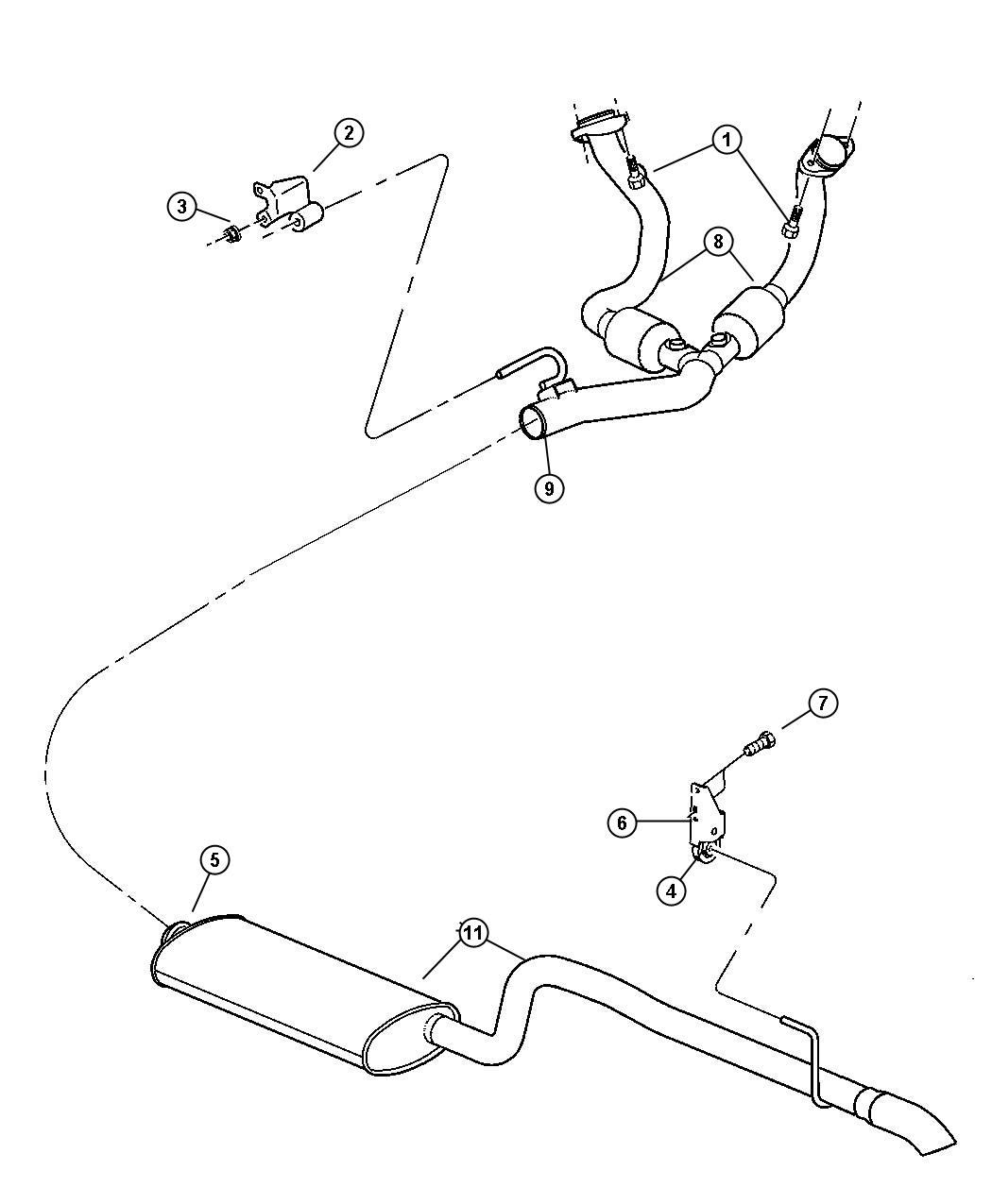 Diagram Exhaust System, 4.7 [[Engine- 4.7L V8 MPI,4.7L V8 POWER TECH HO ENGINE]]. for your Jeep