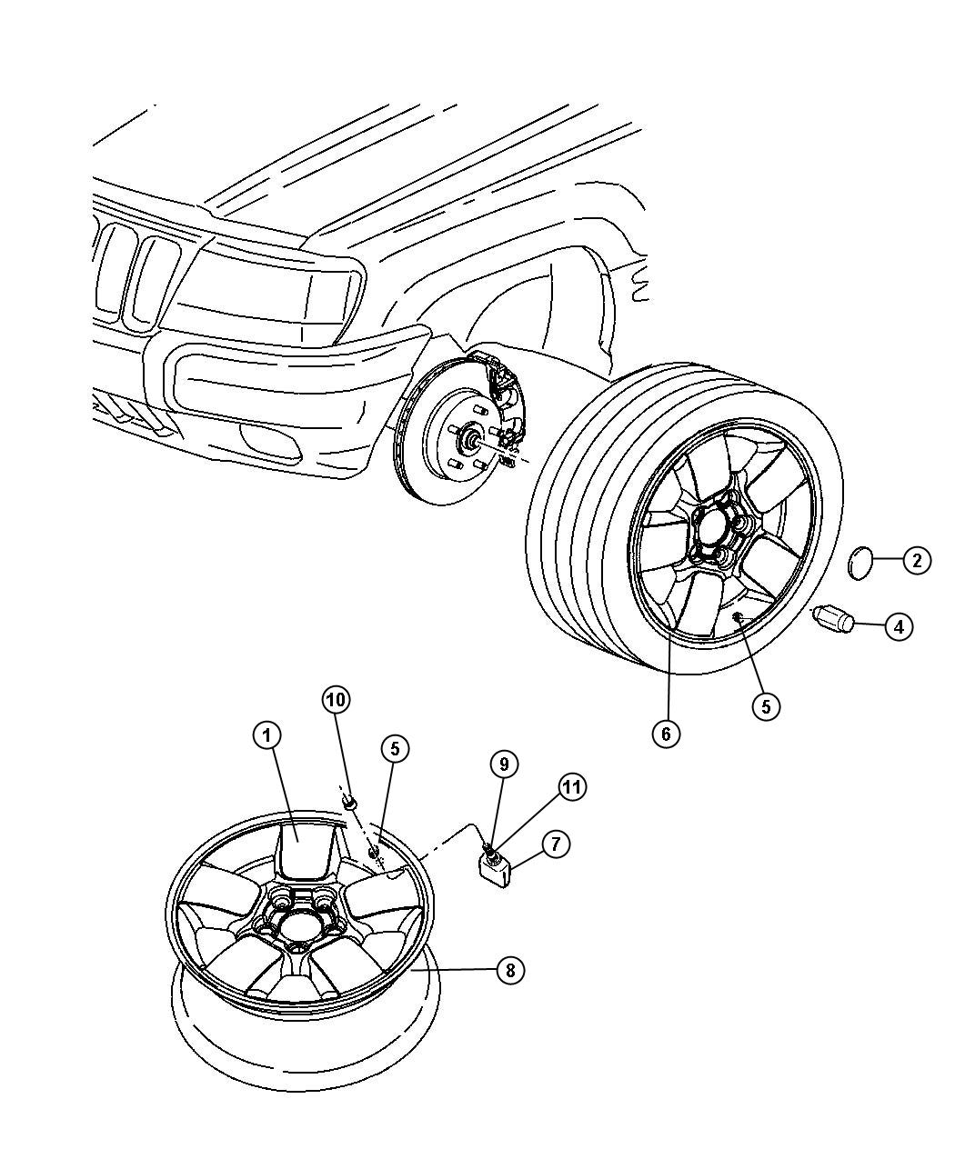 Diagram Wheels and Hardware. for your Jeep