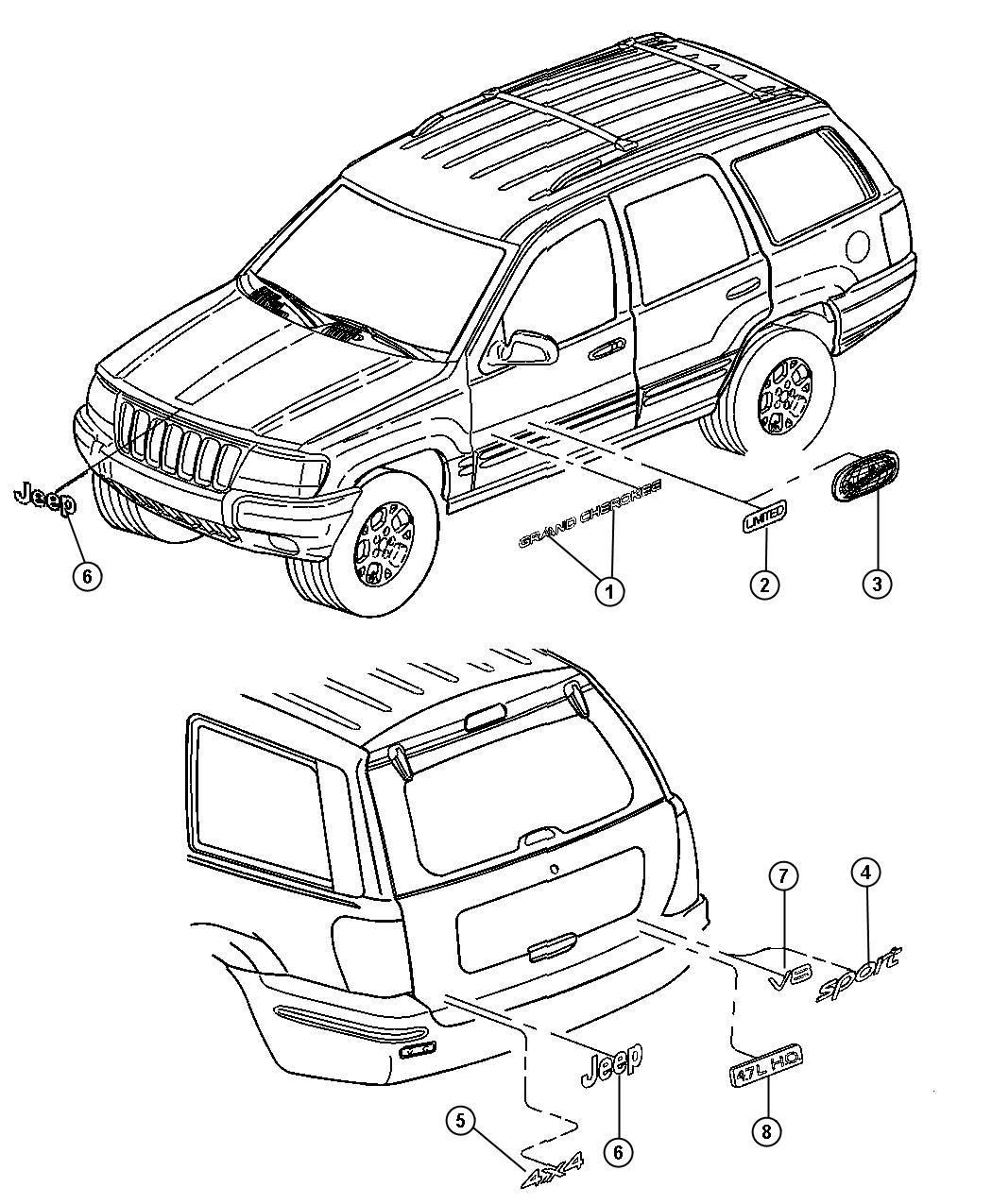 Diagram Nameplates and Decals. for your 2018 Jeep Wrangler   