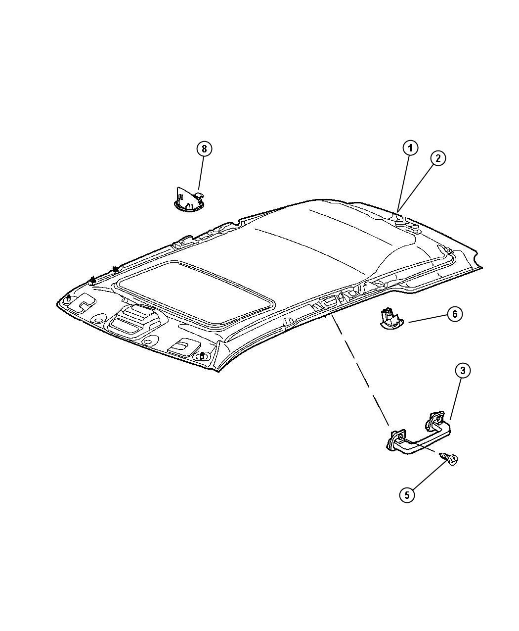 Headliner and Assist Handle. Diagram