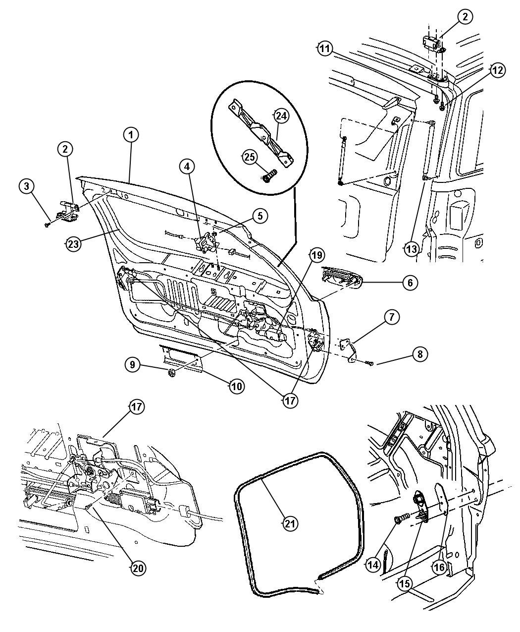 Diagram Liftgate, Latch and Hinges. for your Jeep