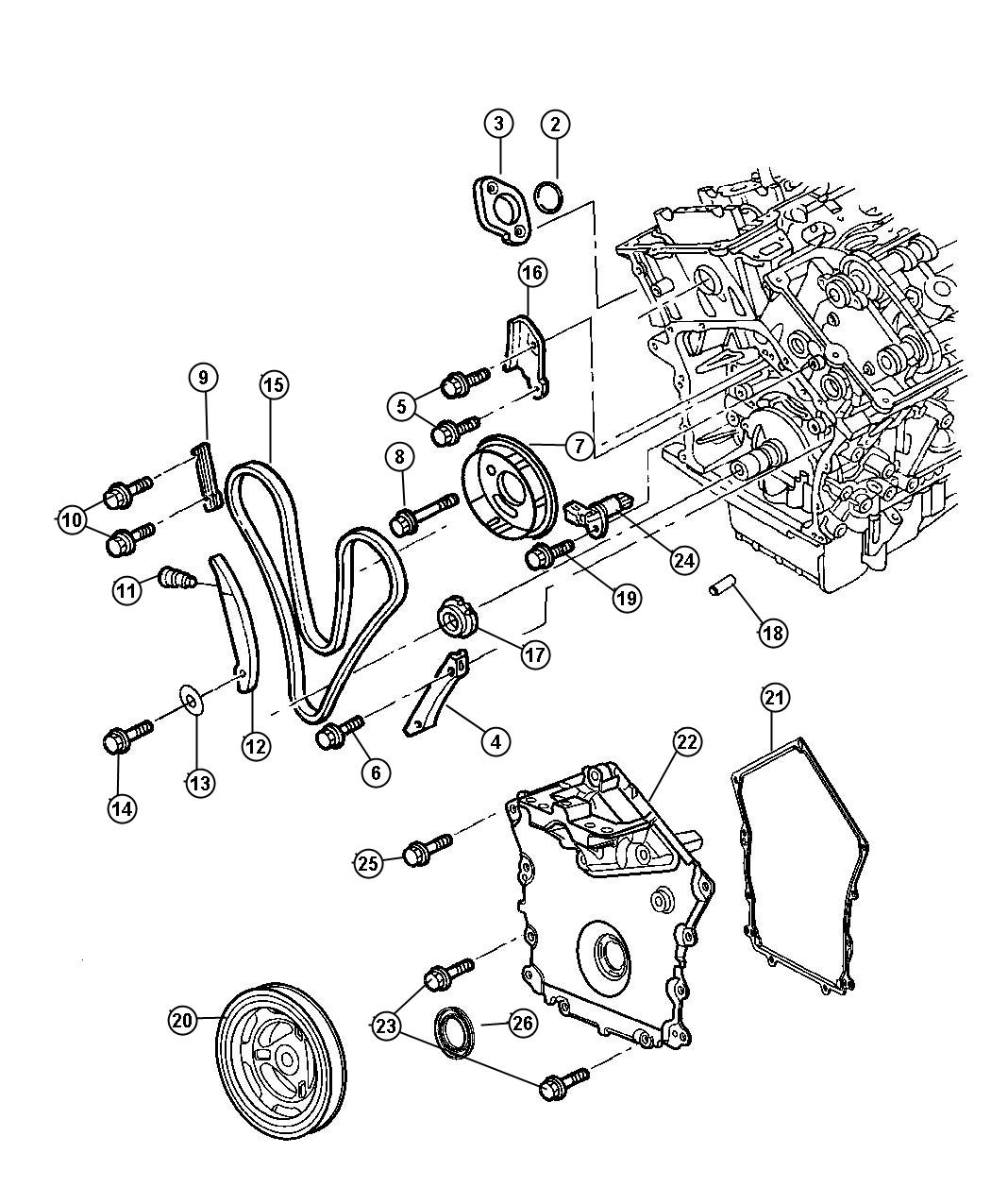 Diagram Timing Chain and Cover. for your Chrysler Sebring  