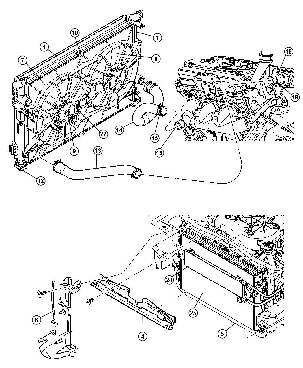 Diagram Radiator and Related Parts. for your 2001 Chrysler 300  M 