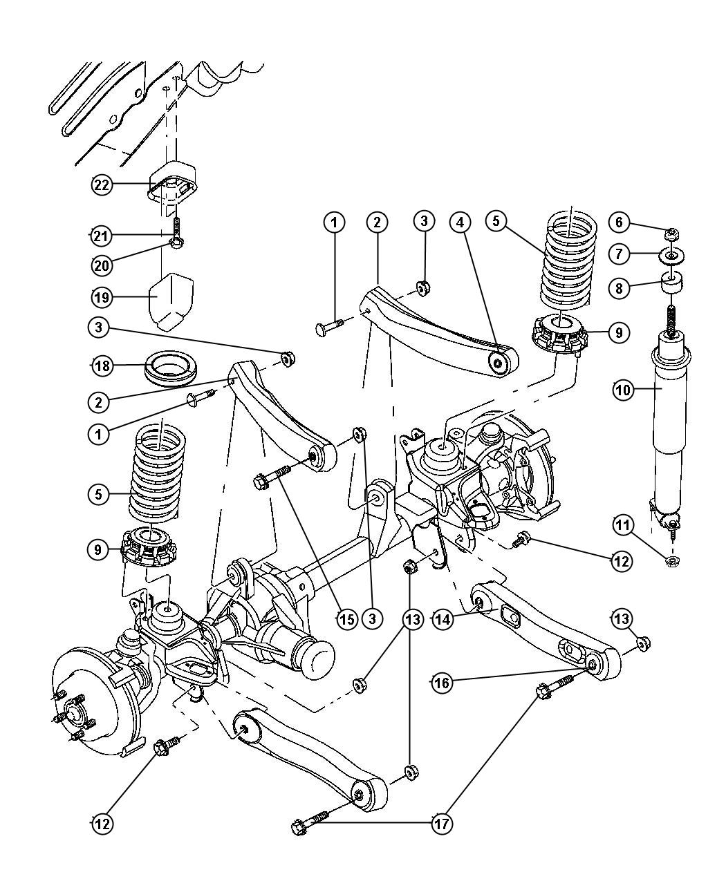 Diagram Suspension, Front Springs with Control Arms and Shocks. for your Jeep