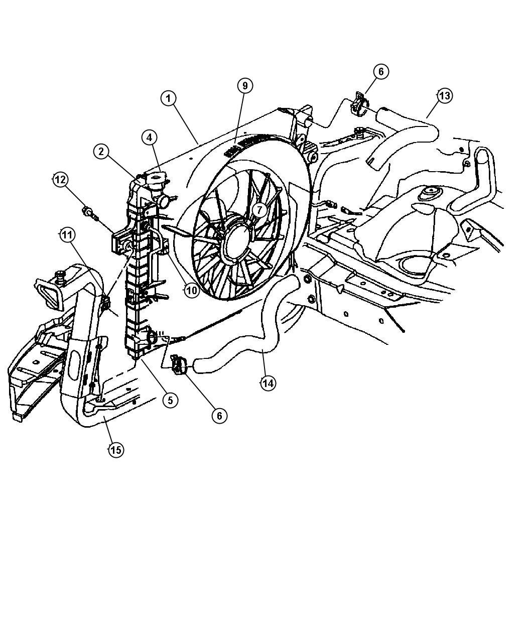 Diagram Radiator and Related Parts 4.0L Engine. for your 2021 Jeep Wrangler   