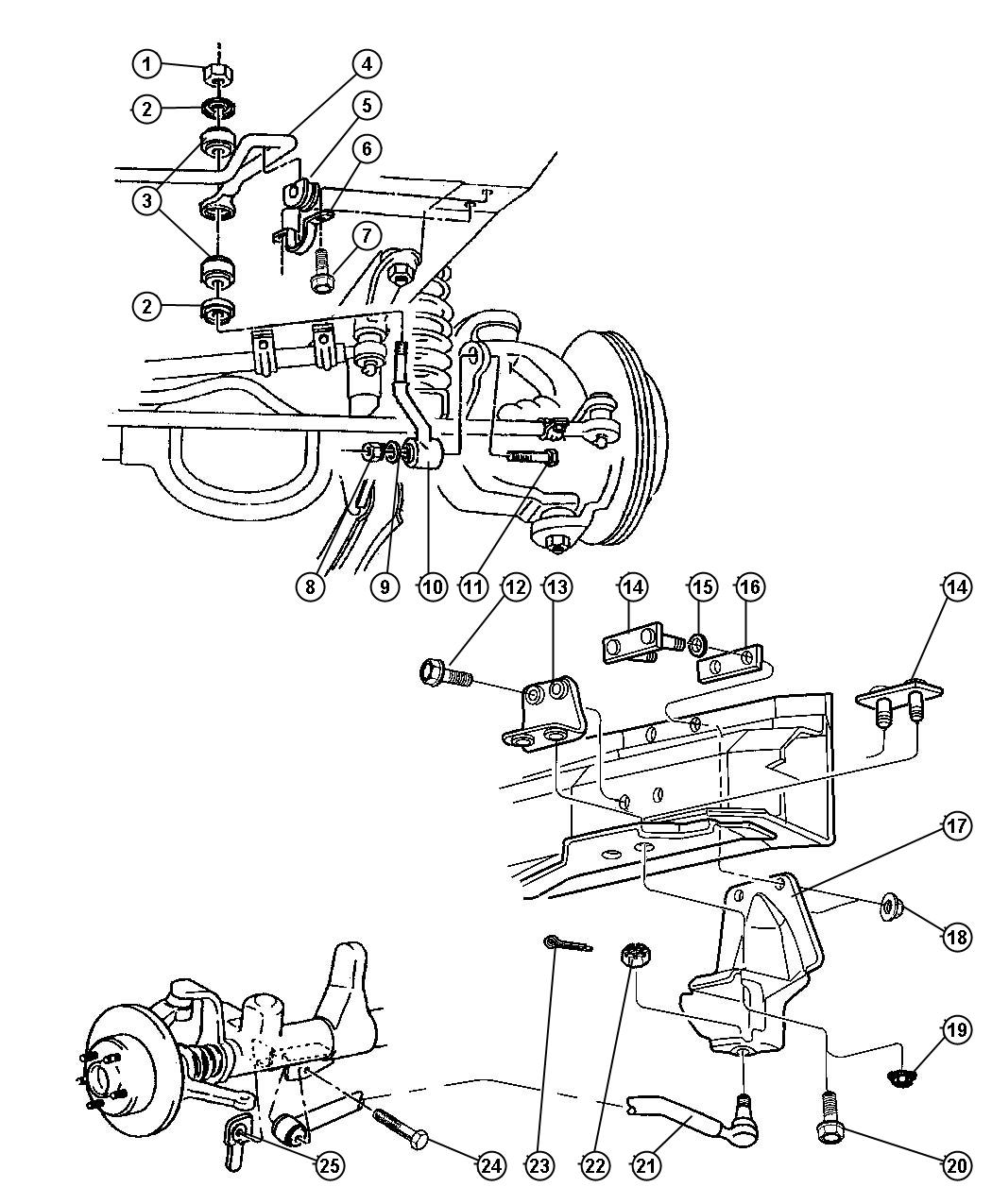 Diagram Front Stabilizer Bar and Track Bar. for your Jeep