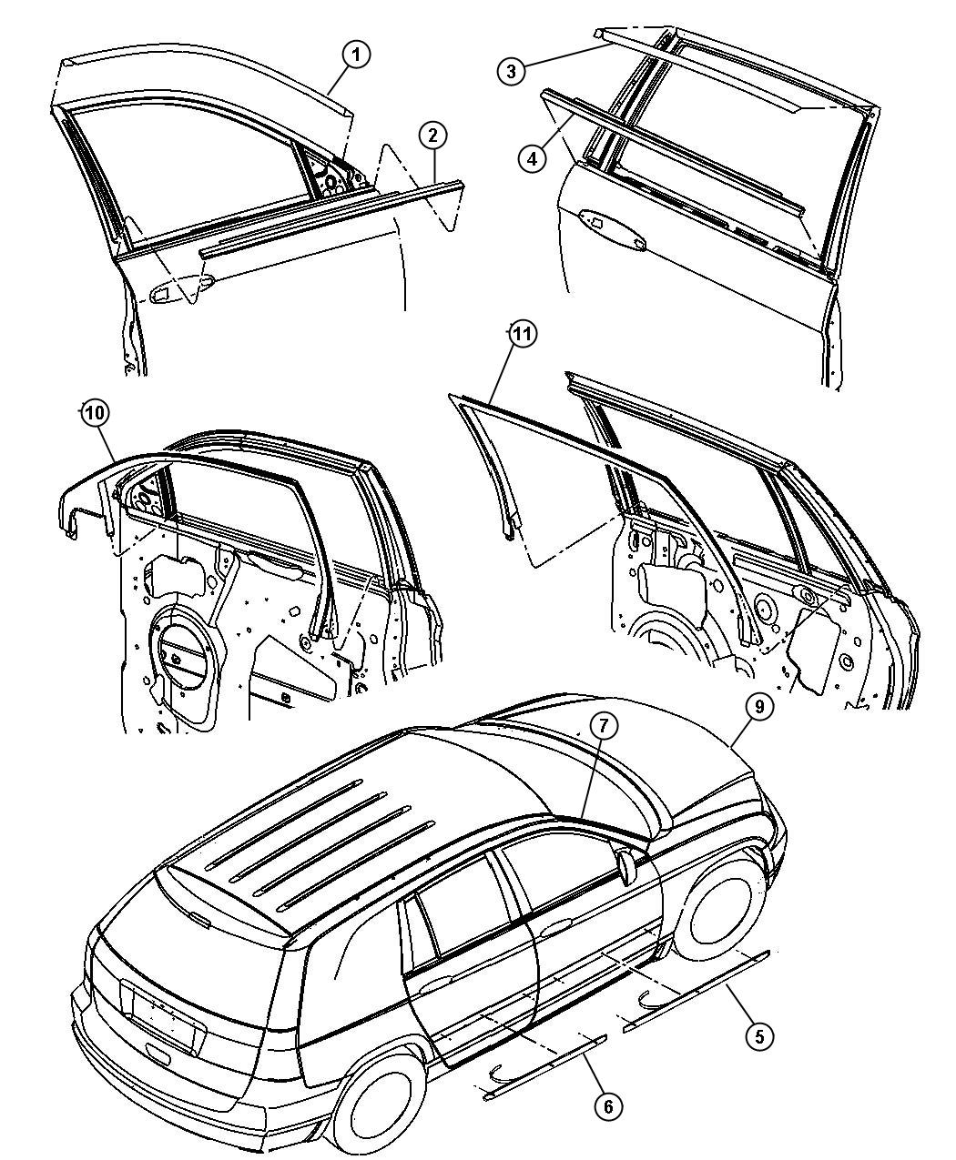 Diagram Mouldings. for your Chrysler Pacifica  