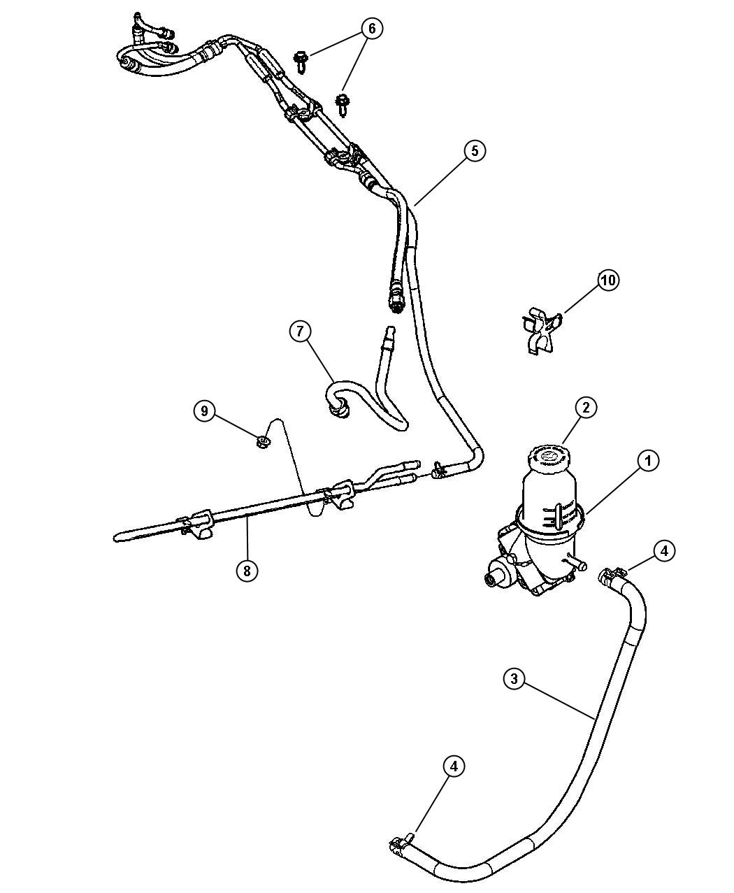 Diagram Hoses, Power Steering 2.7L Engines. for your Chrysler