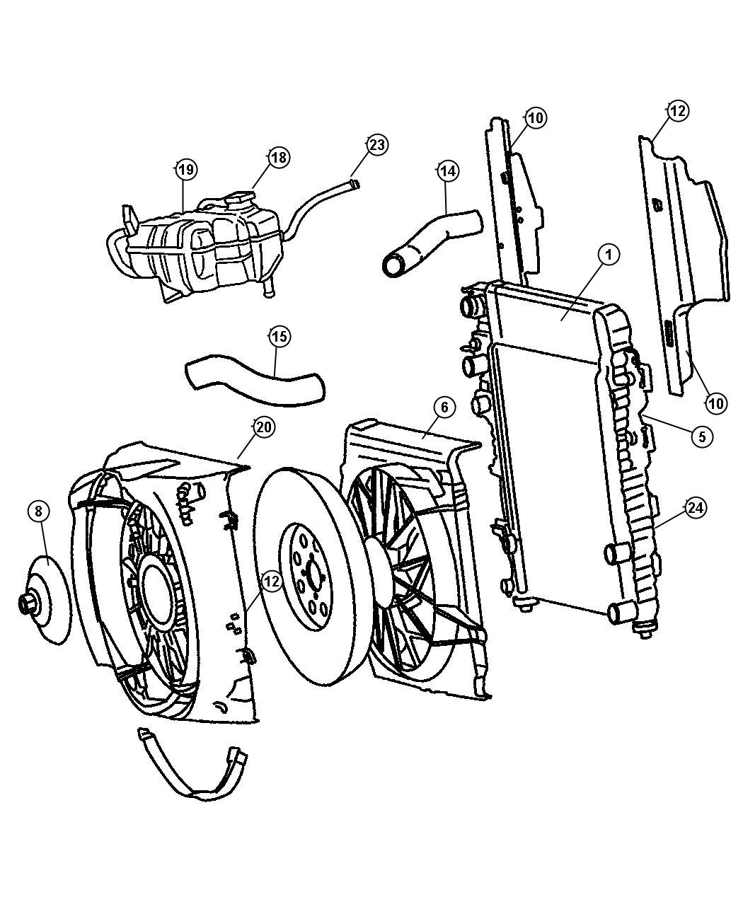 Diagram Radiator and Related Parts, 3.7L Engine. for your 2000 Chrysler 300  M 