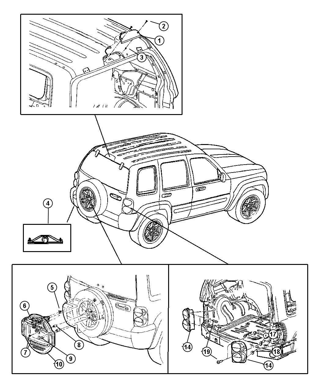 Diagram Lamp, Rear. for your Jeep Liberty  