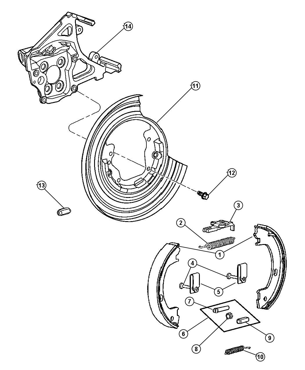 Diagram Brake Assembly, Parking. for your Chrysler Concorde  