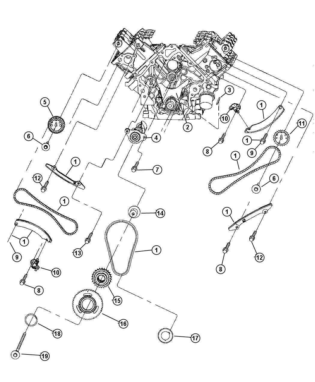 Diagram Timing Chain and Guides, 3.7L [Engine - 3.7L V6]. for your Jeep