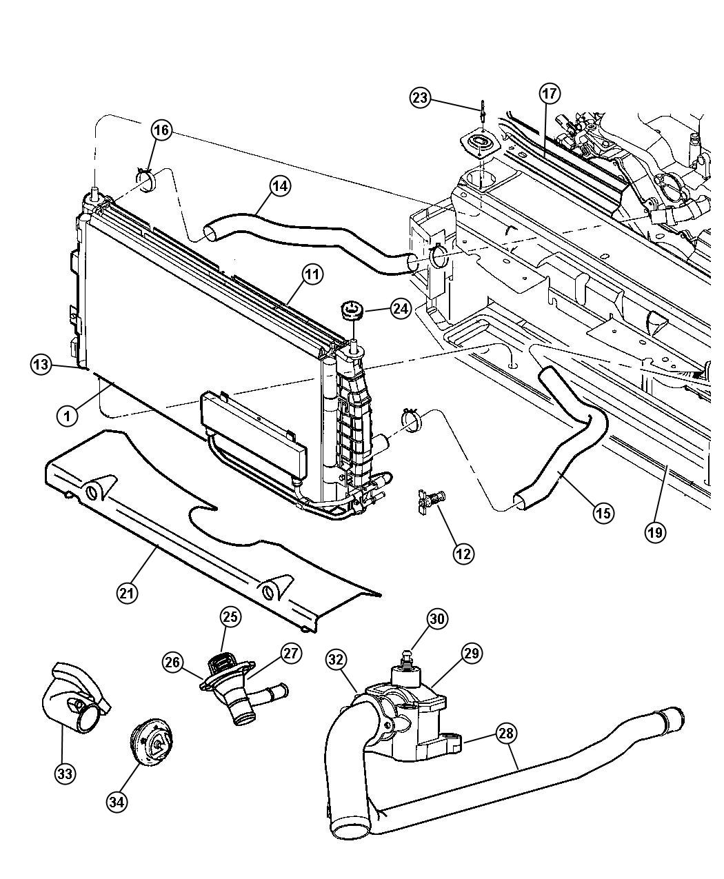 Diagram Radiator and Related Parts. for your 1999 Chrysler 300  M 