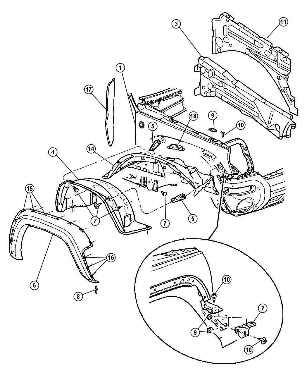 Diagram Front Fender. for your Jeep