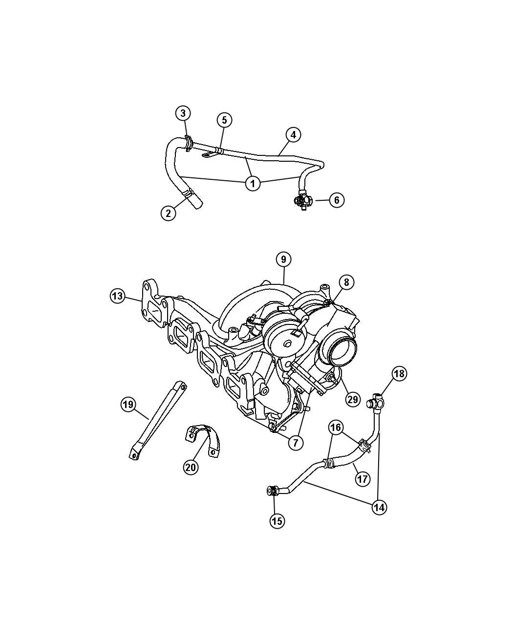 Diagram Turbocharger/Manifold [Engine - 2.2L 4 Cyl Turbo Diesel],[2.4L I4 DOHC 16V HO TURBO ENGINE]. for your 2008 Chrysler Aspen   