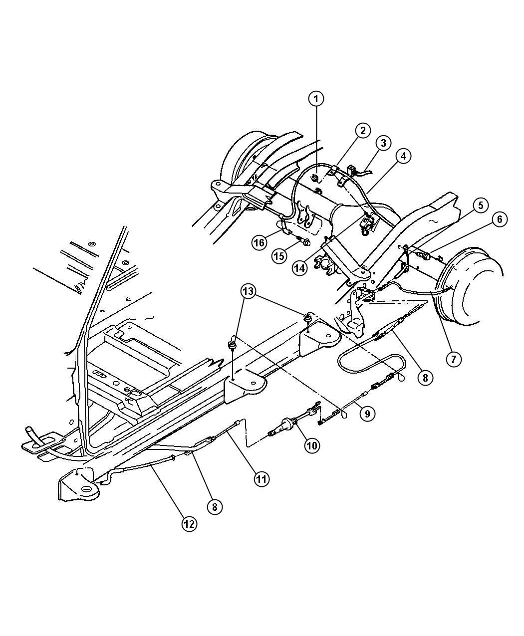 Diagram Parking Brake Cables. for your Dodge Dakota  