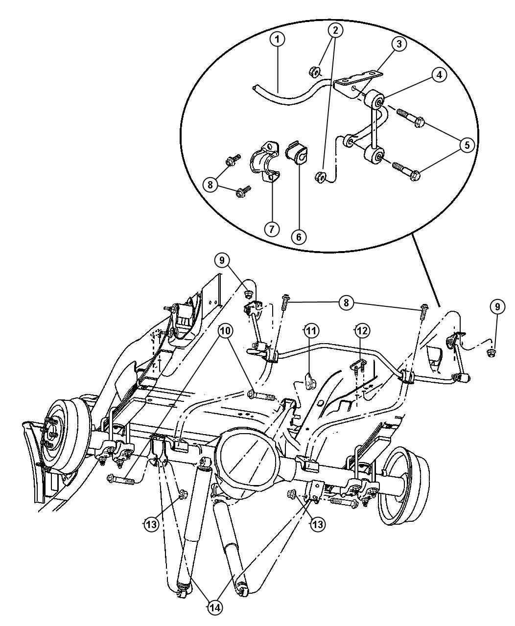 Diagram Stabilizer,Rear with Shock Absorbers. for your 2008 Jeep Wrangler   