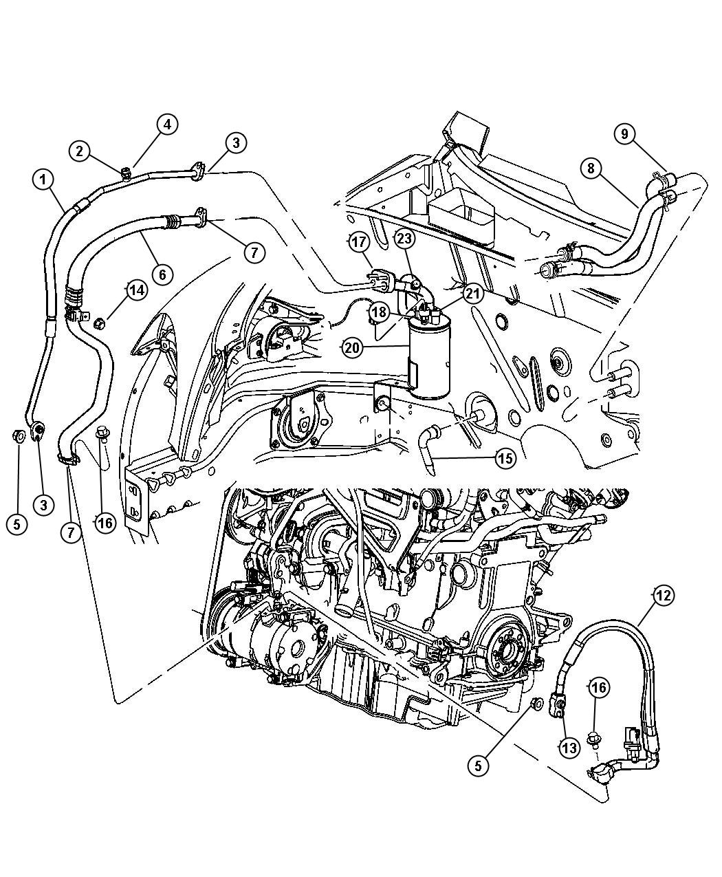 Diagram Plumbing, A/C and Heater. for your 2004 Chrysler PT Cruiser   