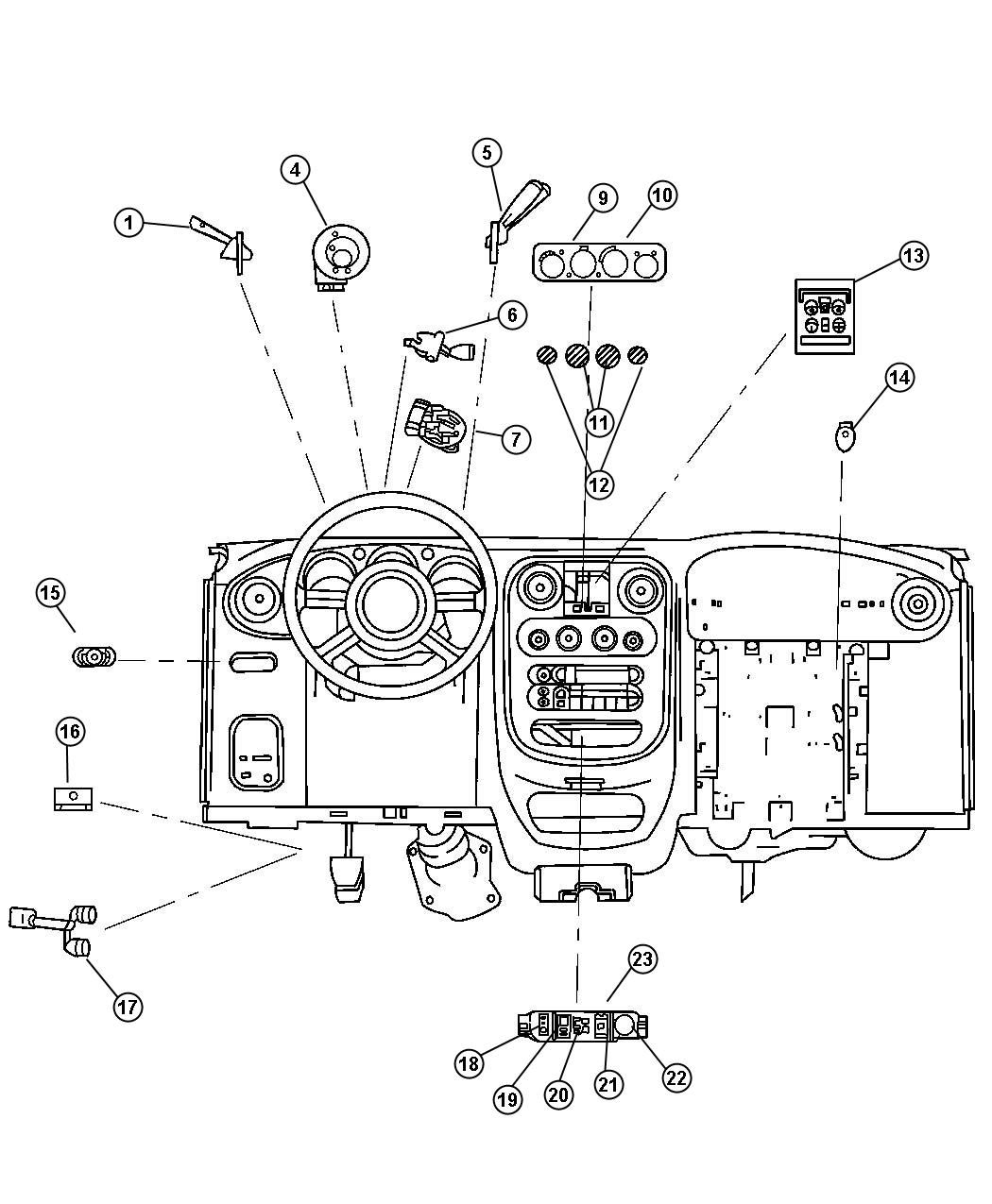 Diagram Switches, Instrument Panel. for your 2000 Dodge Avenger   