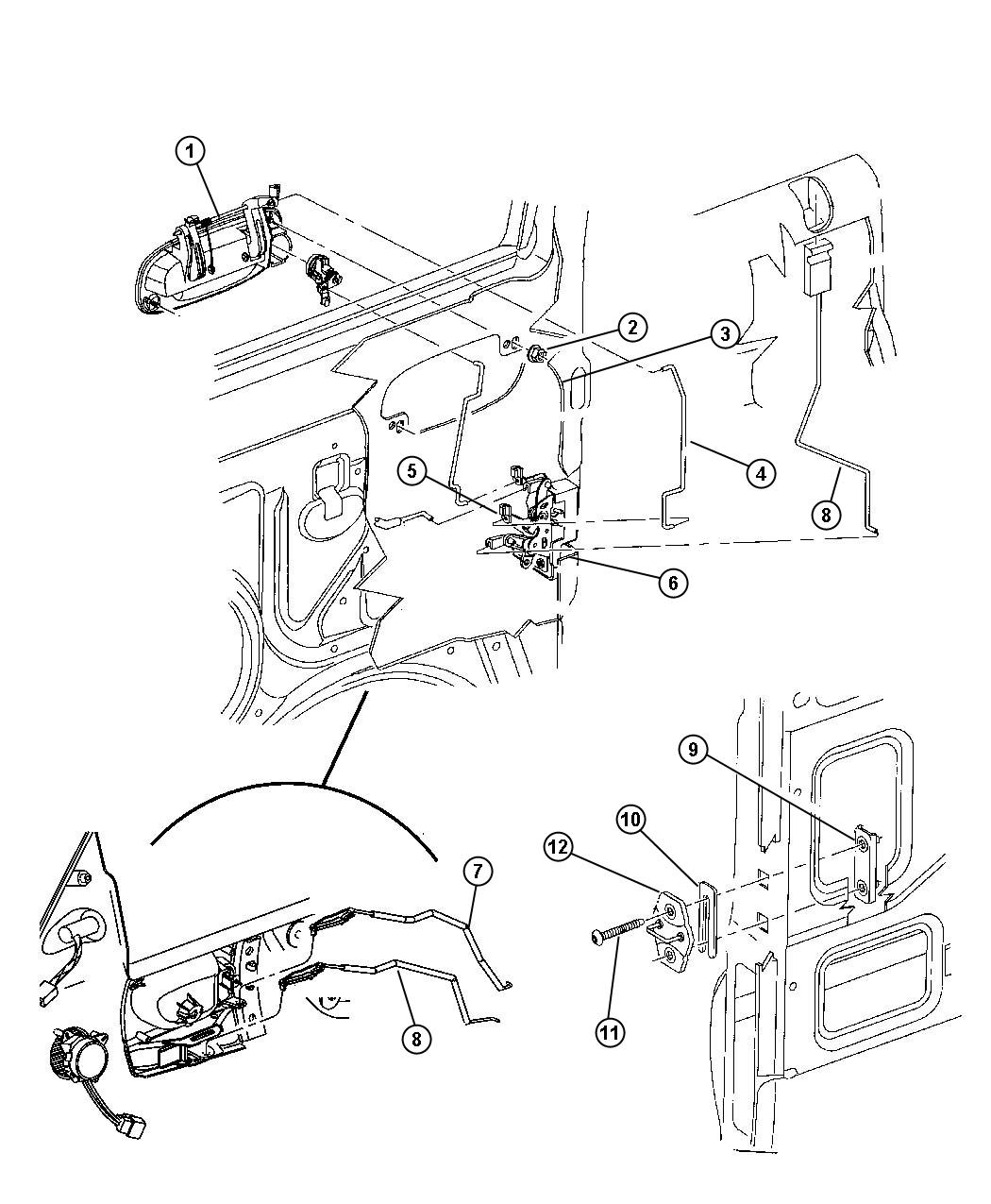 Diagram Door, Front Lock And Controls. for your 1999 Chrysler 300  M 