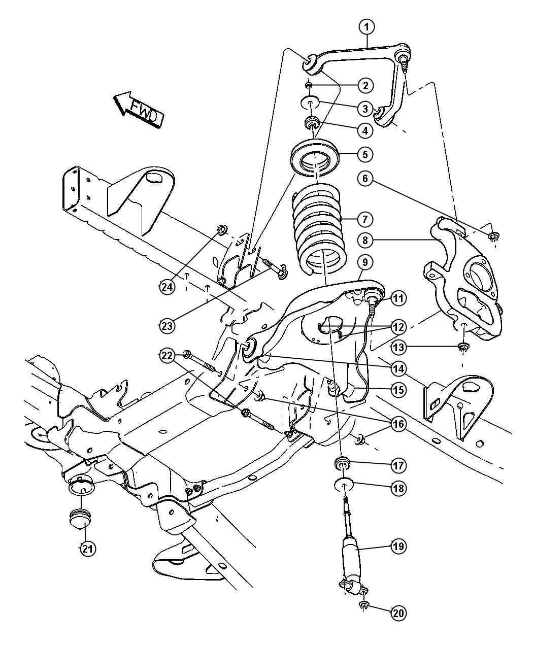 Upper and Lower Control Arms,Springs and Shocks,DR 1,2,3. Diagram