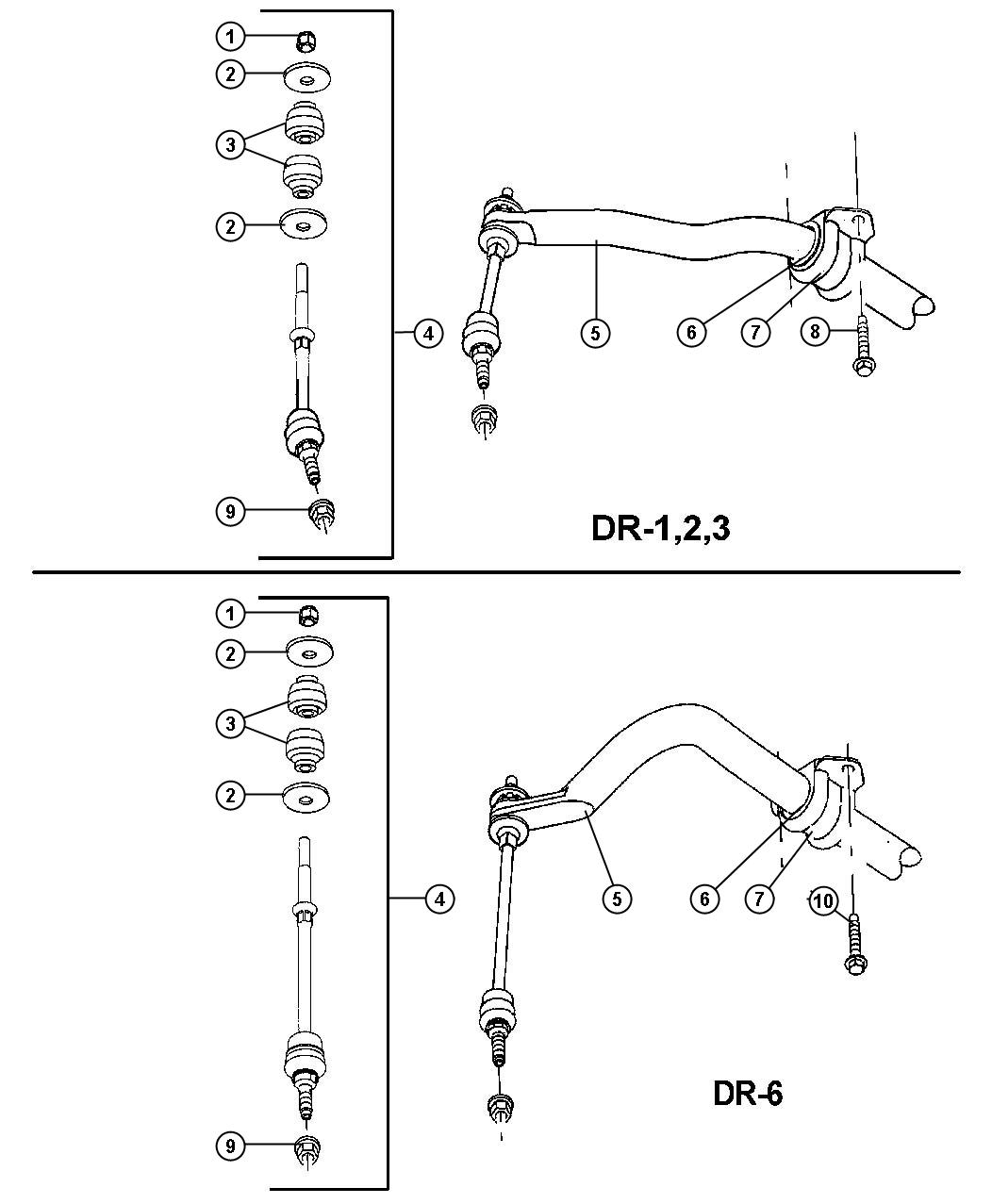 Diagram Front Sway Bar,DR 1,2,3,6. for your Chrysler 300  M