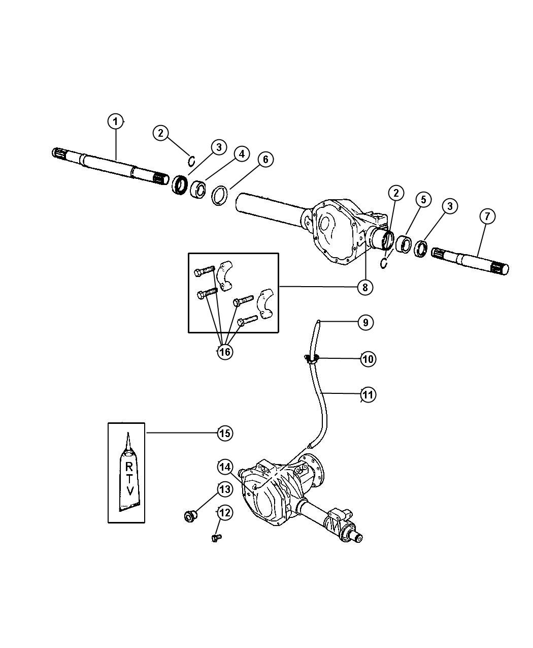 Diagram Axle Housing,Front,Corporate 8.25 [Axle - Front, 205MM HD],DR 6. for your Chrysler 300  M