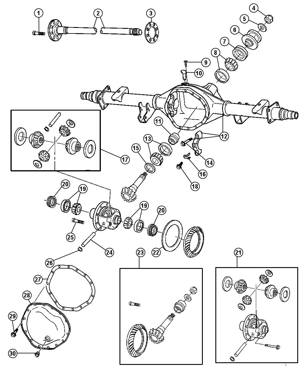 Diagram Axle Housing,Rear,With Differential Parts,American Axle 11.5`[[Axle - Rear, 11.50,Axle - Rear, 11.50, Dual Wheels]],DR 2,3,7,8. for your 2004 Chrysler 300  M 