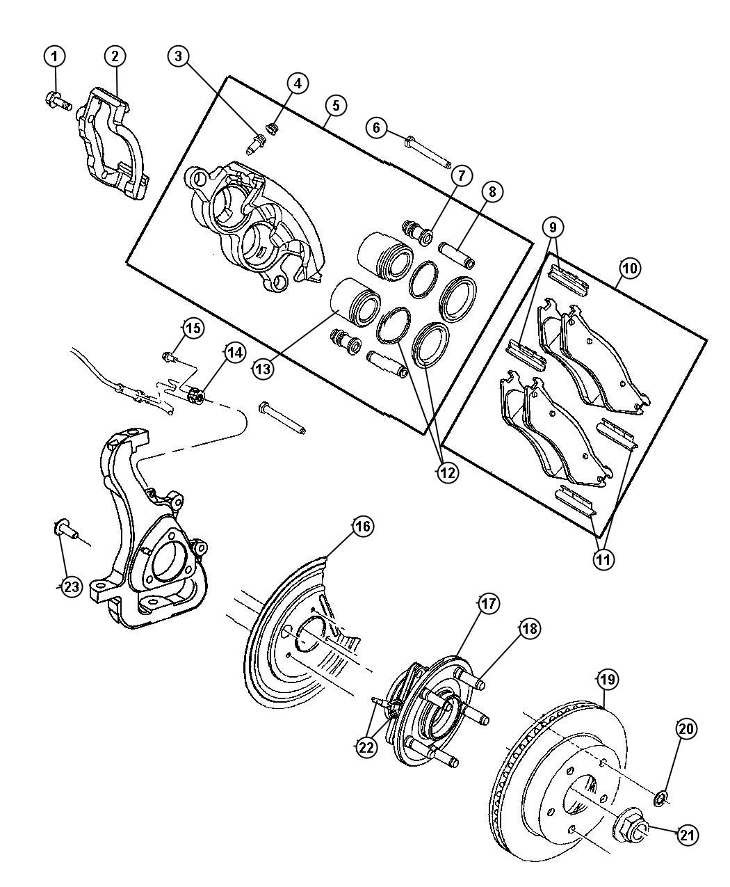 Brakes,Front,DR 1,6 With [[4 WHEEL DISC RR ANTI-LOCK BRAKES,Brakes - Anti-Lock 4-Wheel Disc]]. Diagram