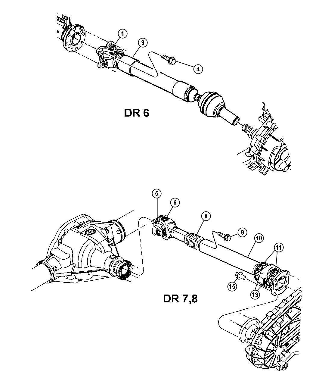 Diagram Shaft,Propeller,Front,DR 6,7,8. for your 2000 Chrysler 300  M 