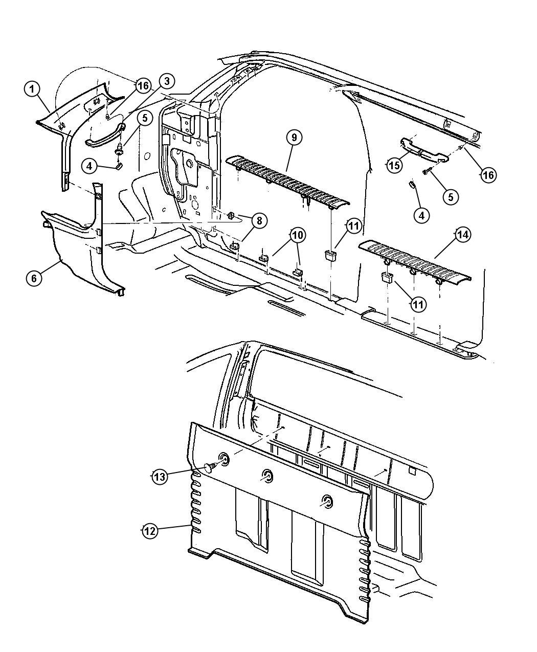 A-Pillar, Scuff Plates, Grab Handles, Cab Back. Diagram