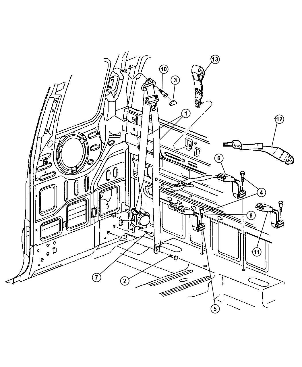 Diagram Belts, Rear Seat and Tethers. for your 2004 Dodge Dakota   