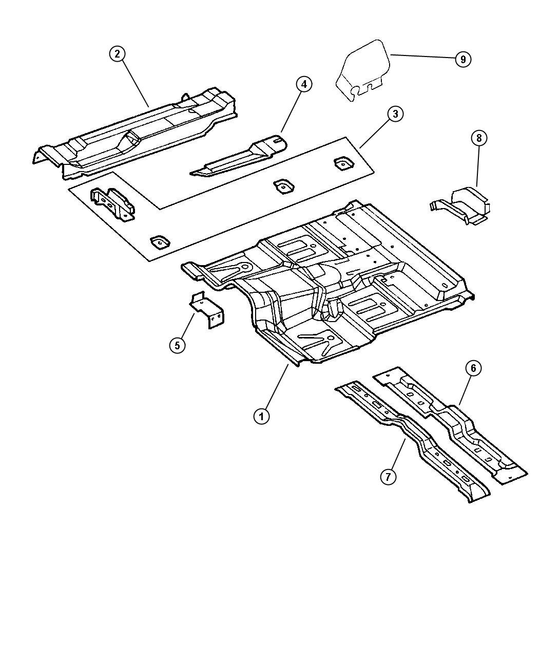 Diagram Floor Pan Standard Cab. for your 1999 Chrysler 300  M 