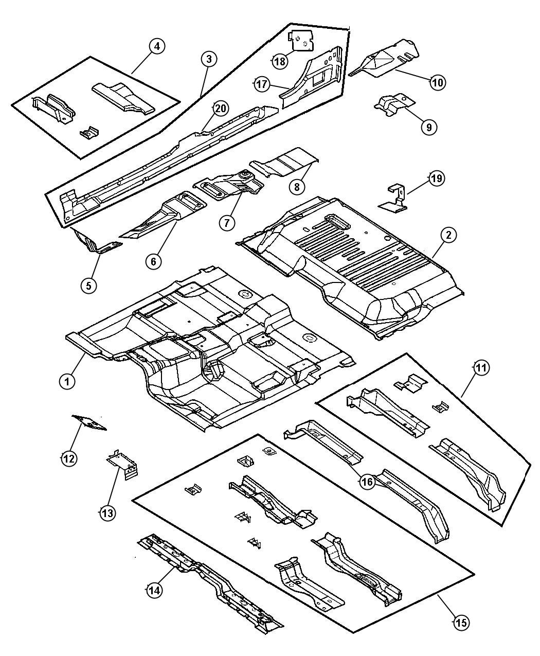 Floor Pan, 4 Door. Diagram