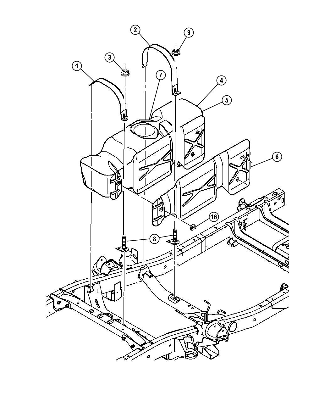 Diagram Fuel Tank, 3.7L [Engine - 3.7L V6], 4.7L [Engines - All 4.7L Gas], 5.7L [Engine - 5.7L SMPI V8] 5.9L Diesel [ETO] 8.3L [Engine - 8.3L V10 SFI]. for your Dodge Ram 1500  