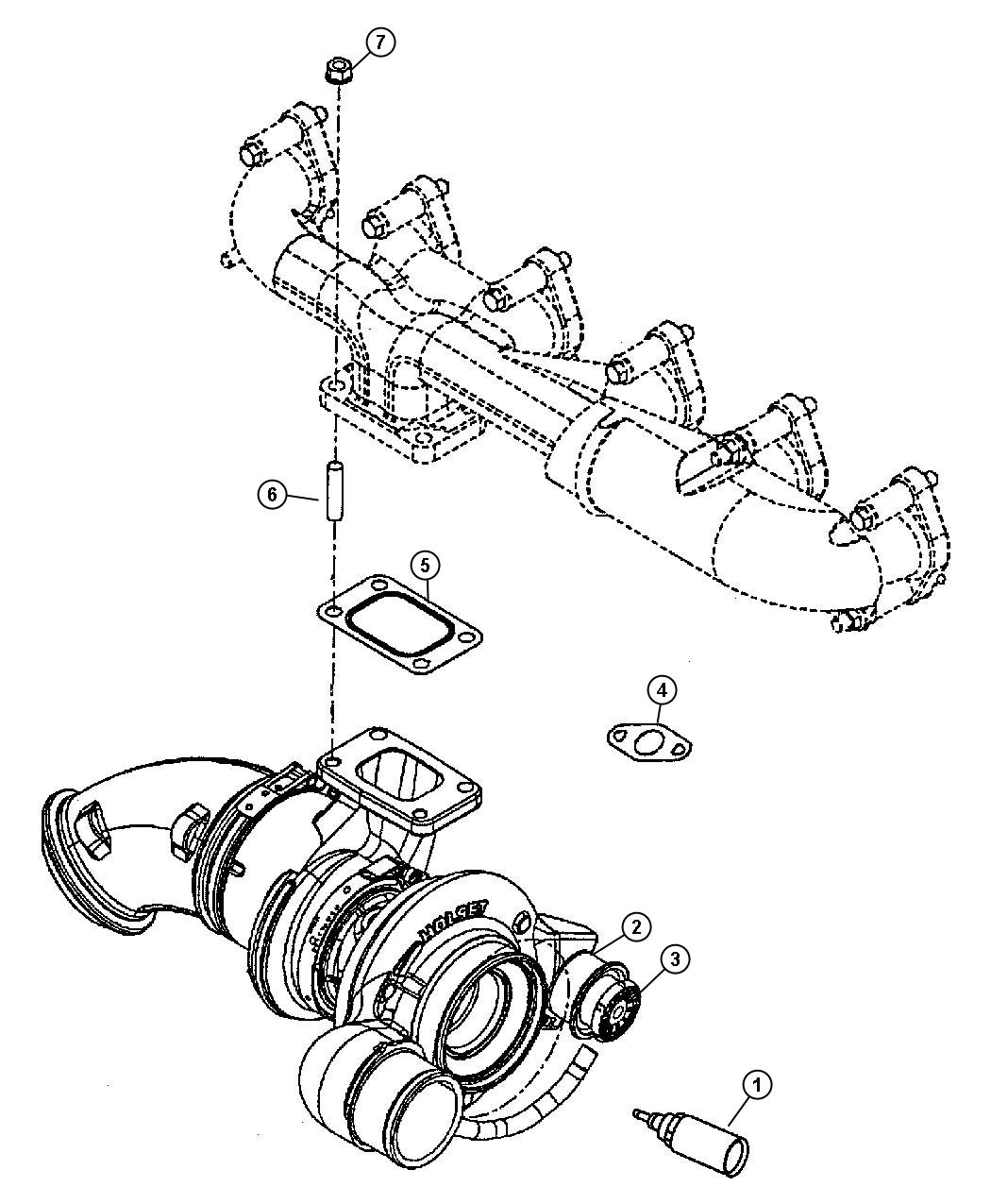 Diagram Turbocharger, 5.9L Diesel. for your Dodge Ram 2500  