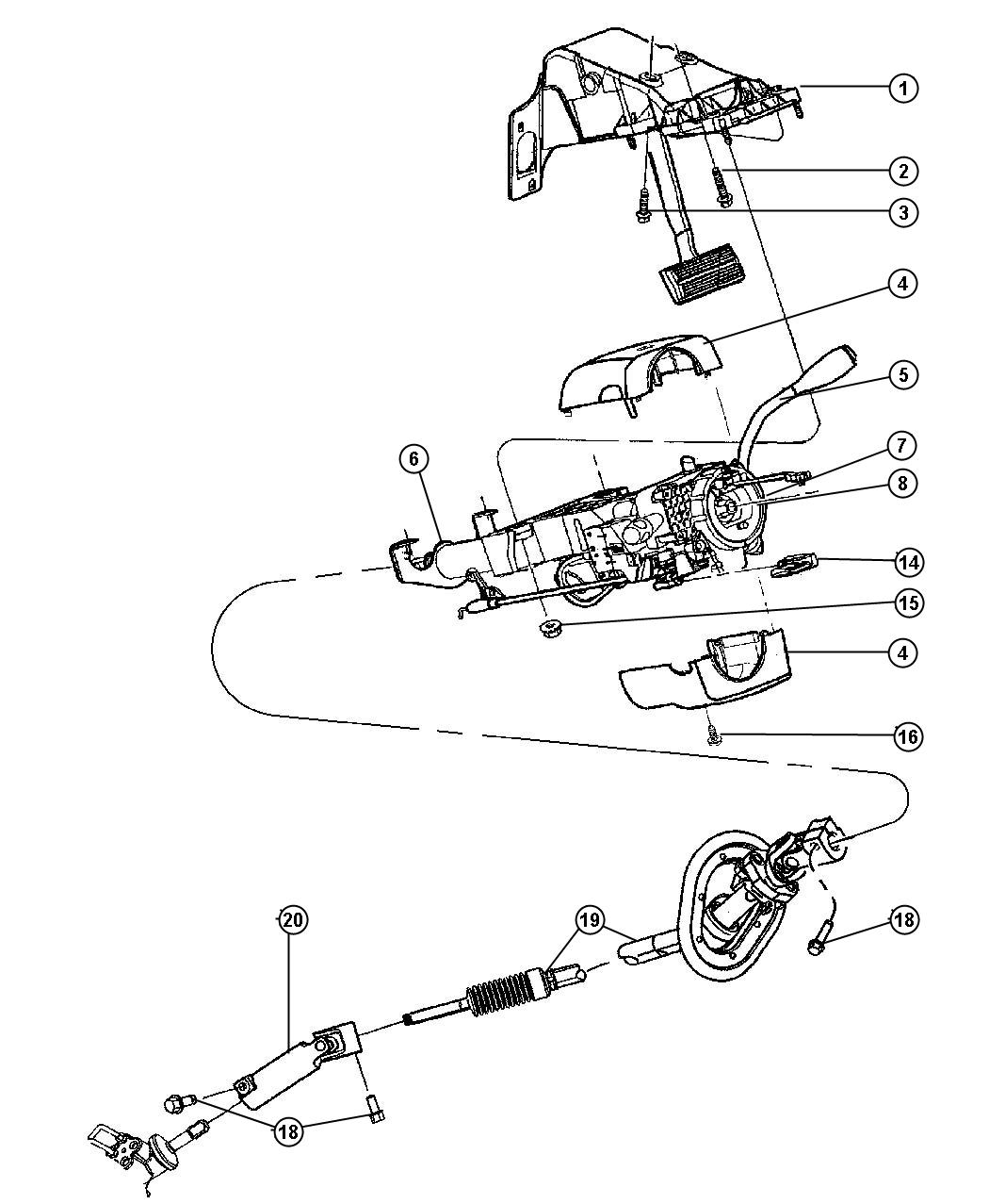 Diagram Column, Steering Upper and Lower. for your Dodge Ram 1500  