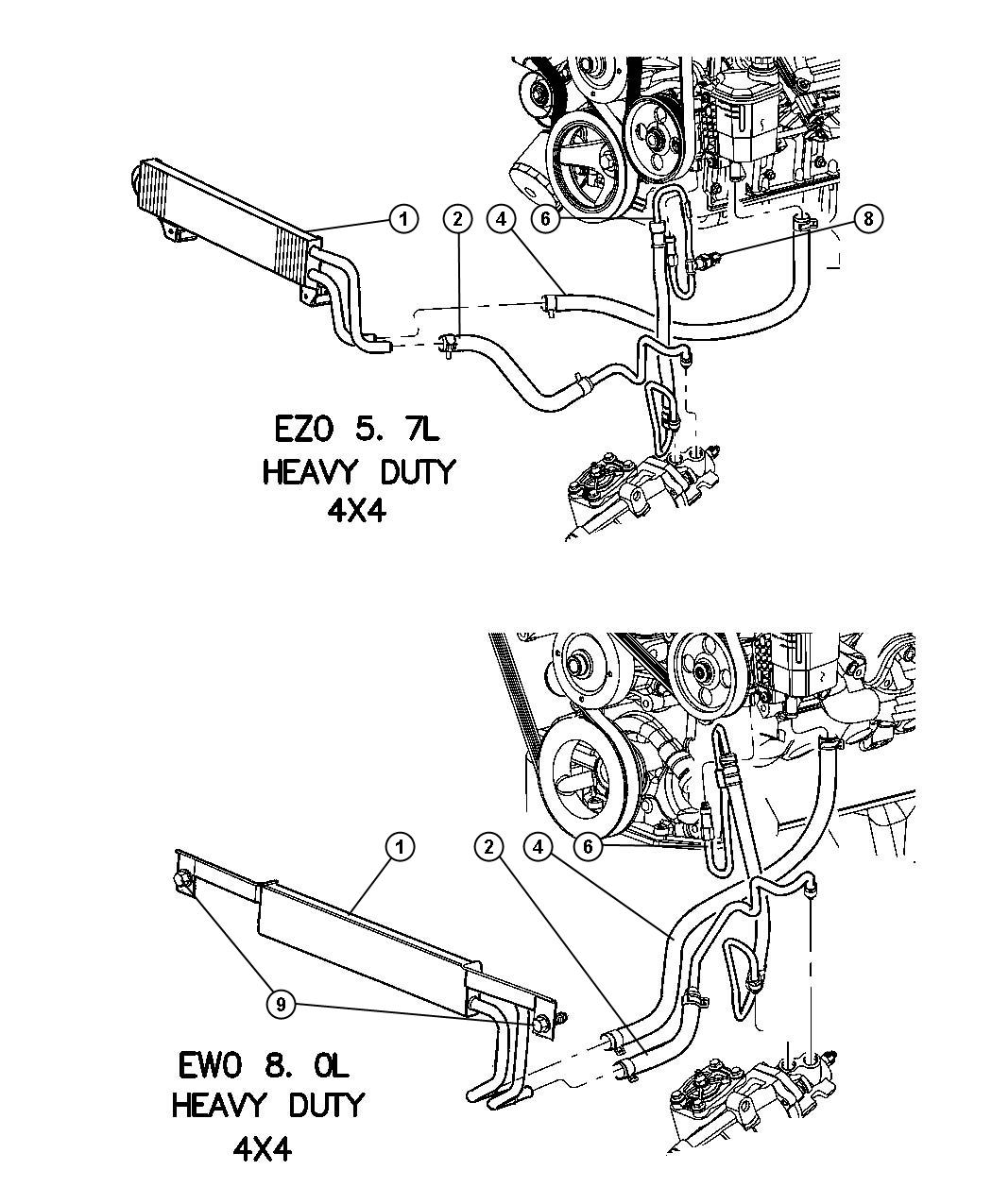 Hoses,Power Steering,4 Wheel Drive Without Hydrobooster. Diagram