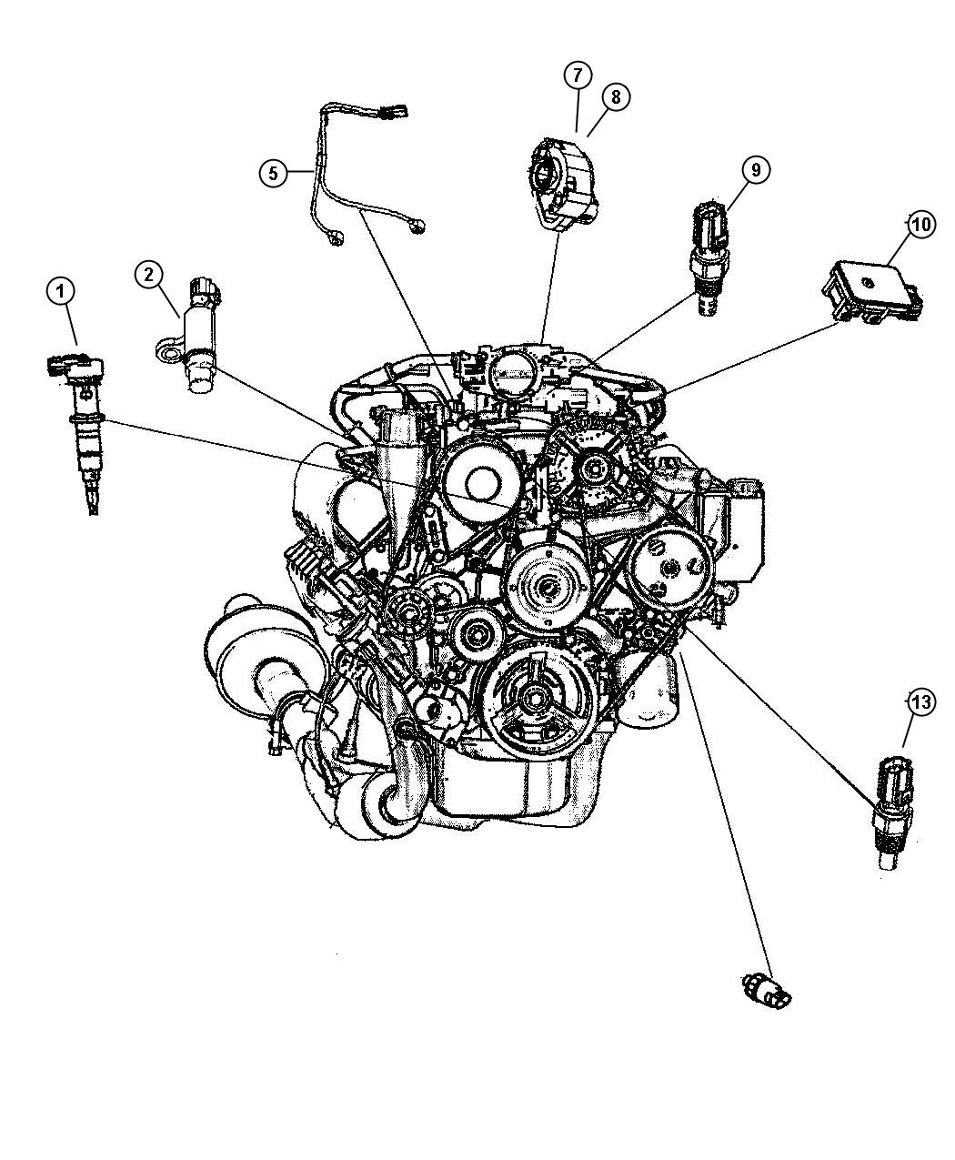 Diagram Sensors, Engine Gas. for your 2000 Chrysler 300  M 