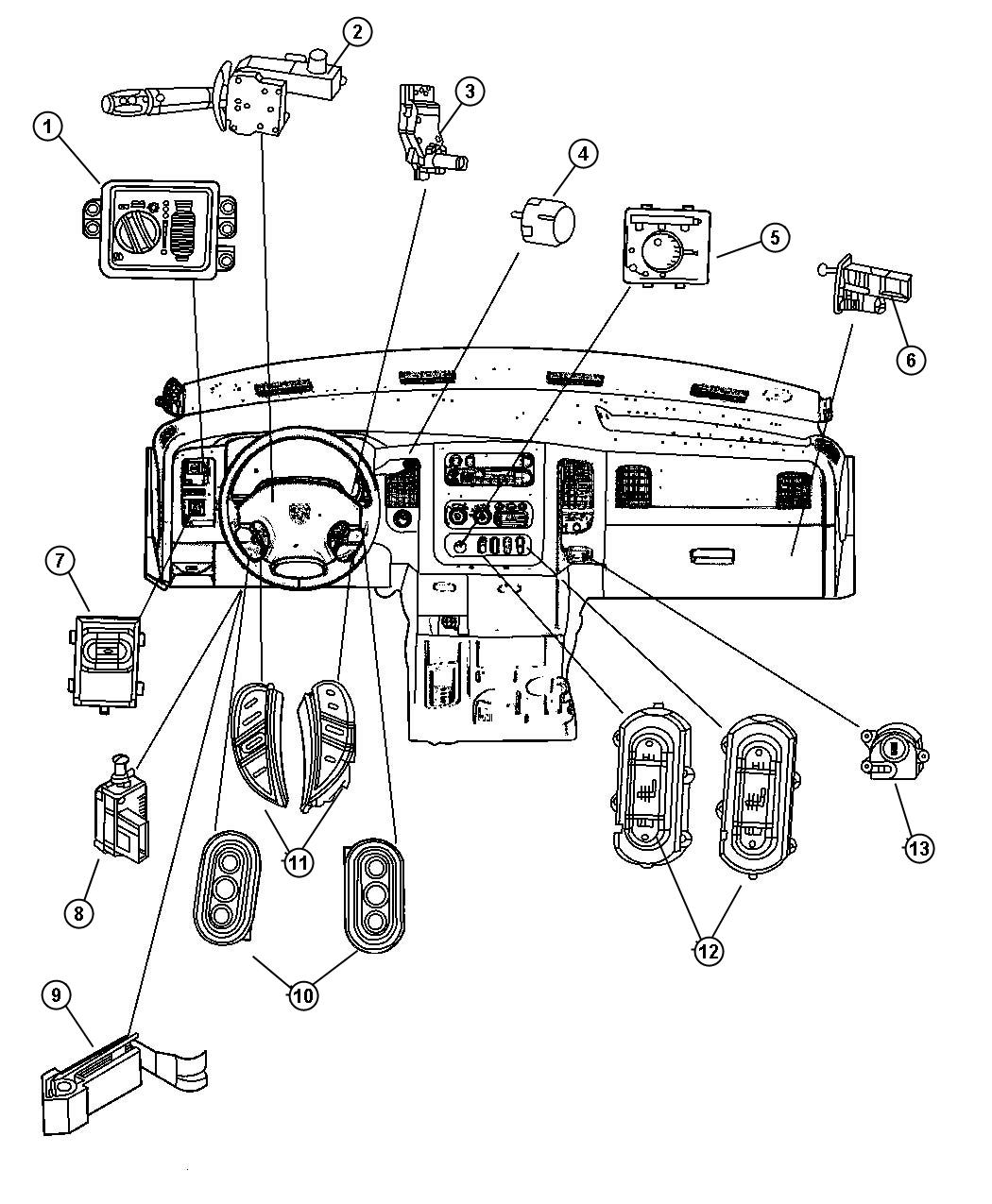 Switches, Instrument Panel. Diagram