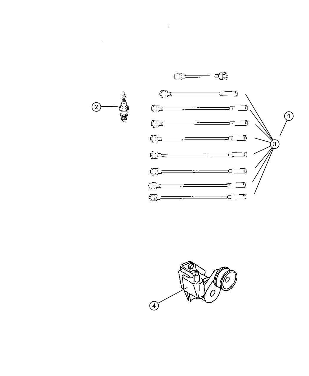 Diagram Spark Plugs, Cables, and Coil. for your 2000 Chrysler 300  M 